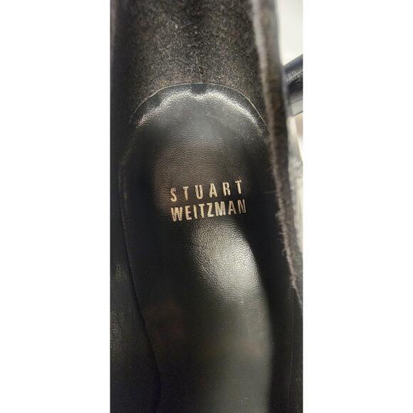 Stuart Weitzman Black Leather Peep Toe Ultra High Hee Pump Shoes Size 9M - Picture 10 of 11